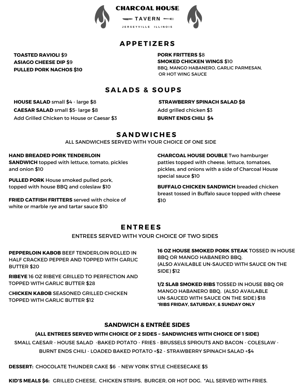 Menu – Charcoal House Tavern