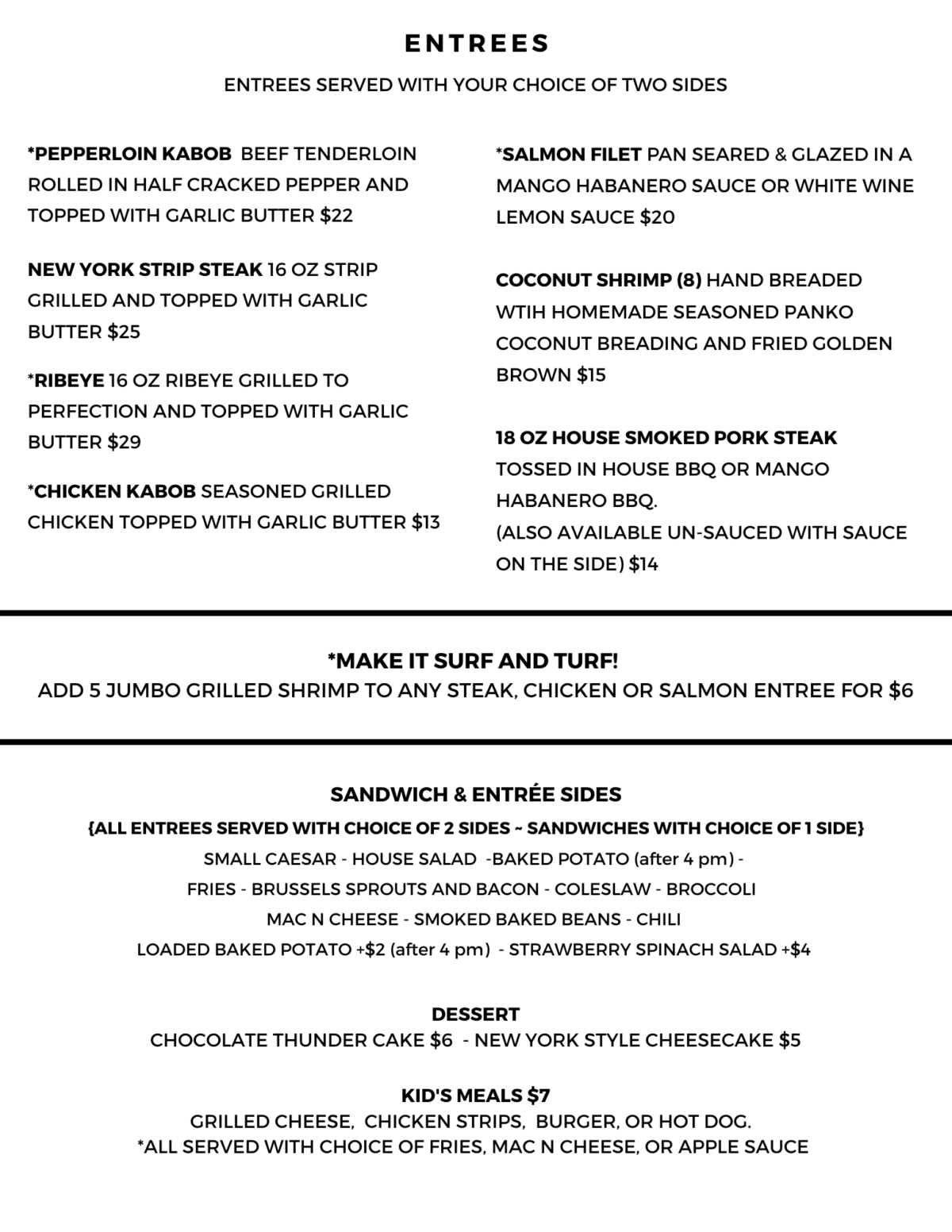 MENU Charcoal House Tavern