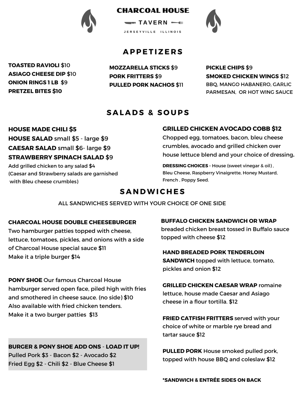 MENU Charcoal House Tavern